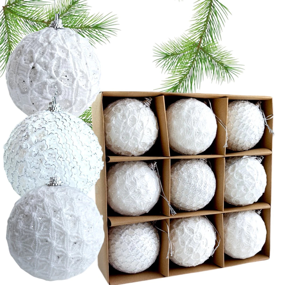 Kalėdinių žaisliukų rinkinys ( 9 vnt. balta)