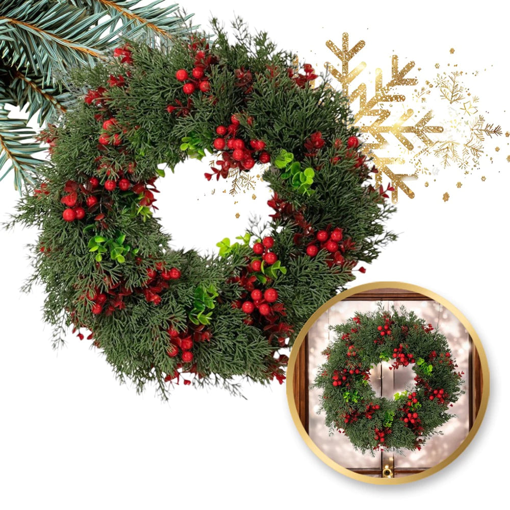 Kalėdinis girliandos vainikas durų dekoracijai (45 cm)