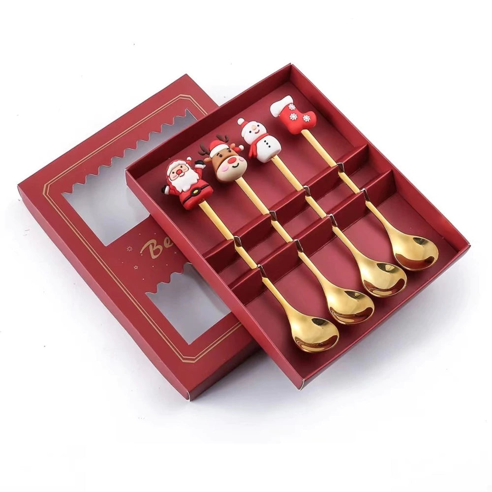 Kavos šaukštelių rinkinys dėžutėje su Kalėdinės figūrėlės KALĖDINĖS FIGURĖLĖS (4 vnt.)
