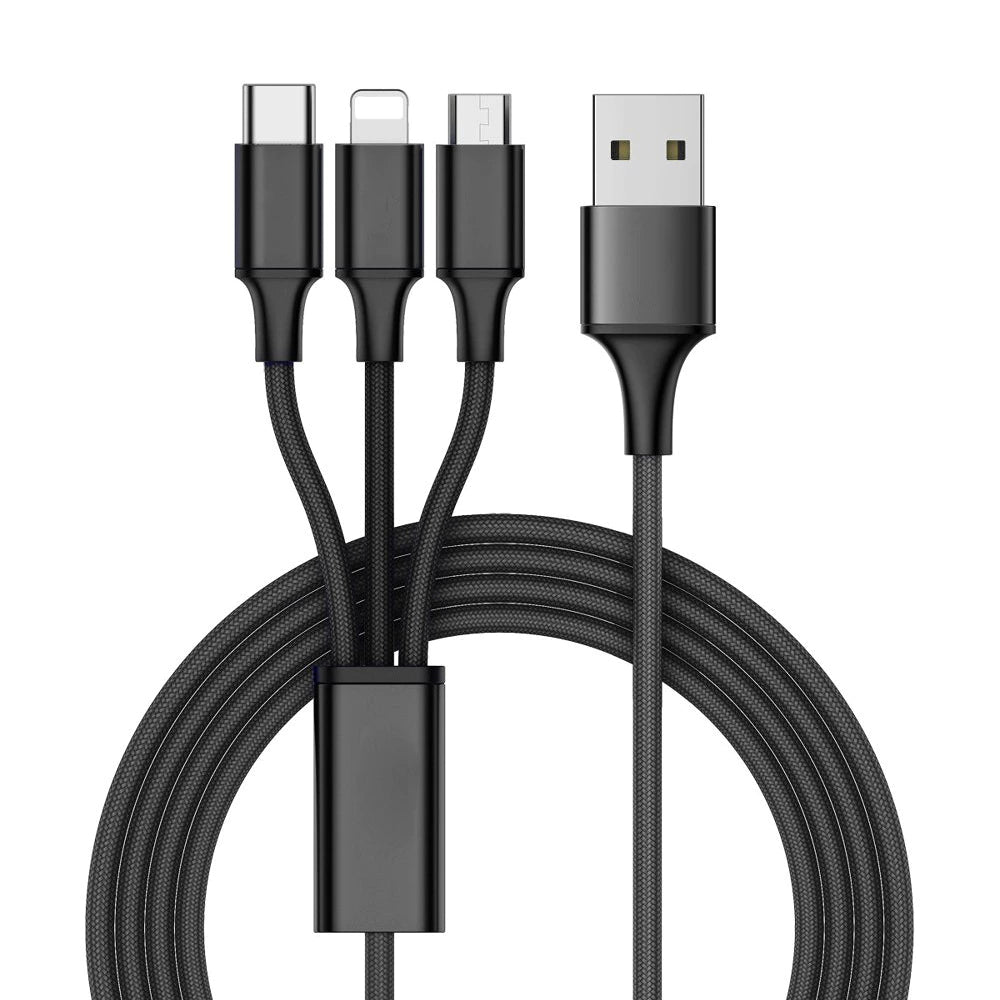 3in1 USB greito įkrovimo laidas (1.2 m) (spalvų pasirinkimas)
