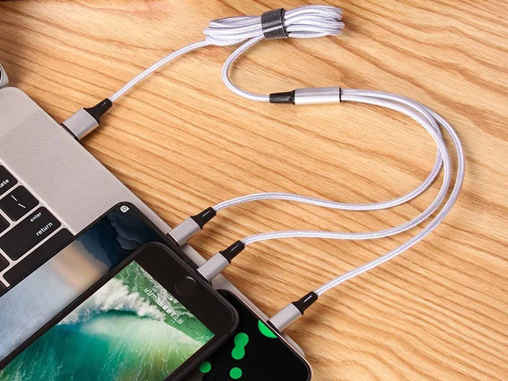 3in1 USB greito įkrovimo laidas (1.2 m) (spalvų pasirinkimas)