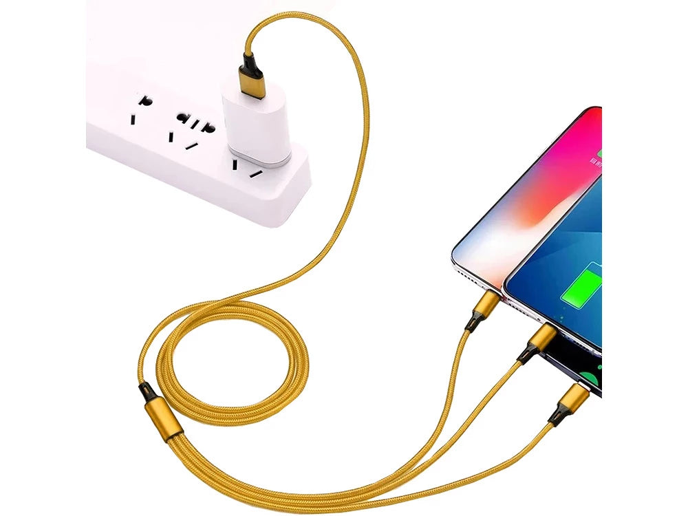 3in1 USB greito įkrovimo laidas (1.2 m) (spalvų pasirinkimas)