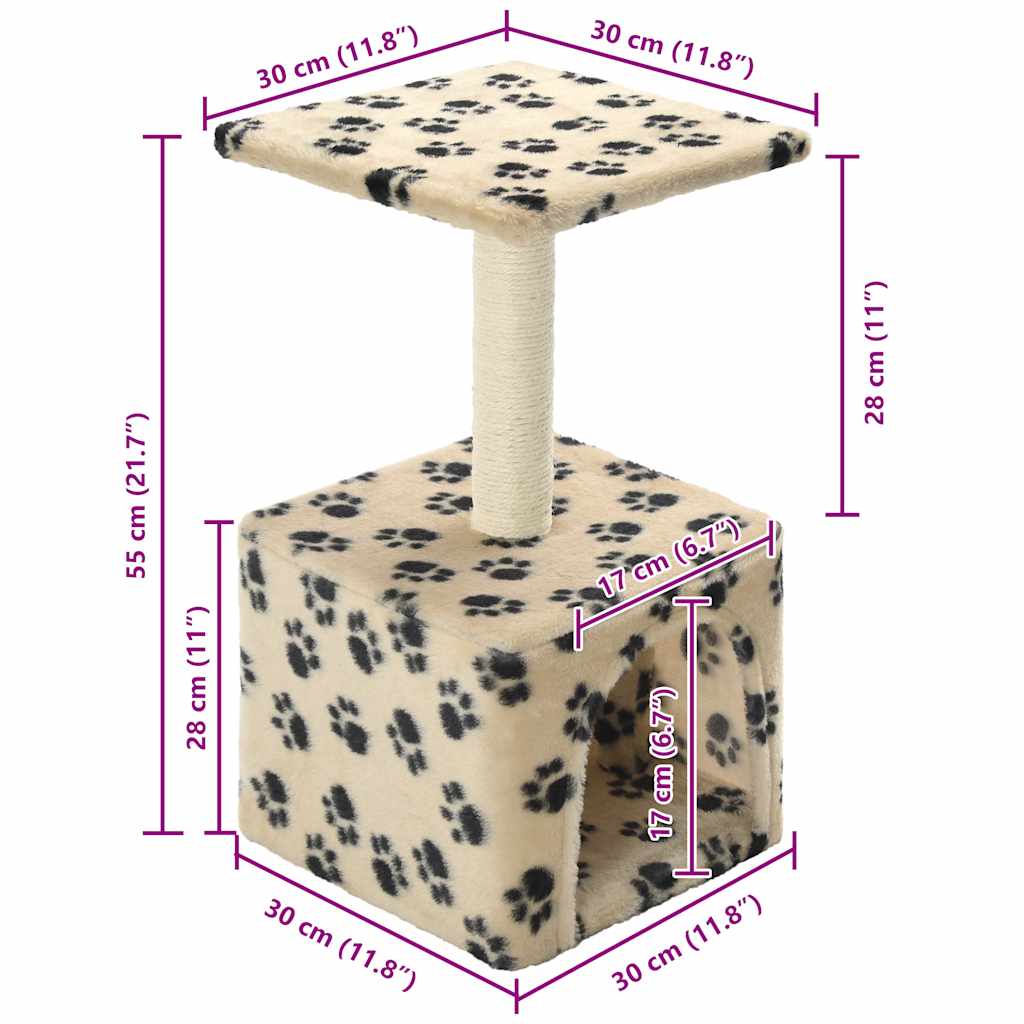 Draskyklė katėms su stovu iš sizalio, 55 cm, smėlio sp. pėdut.