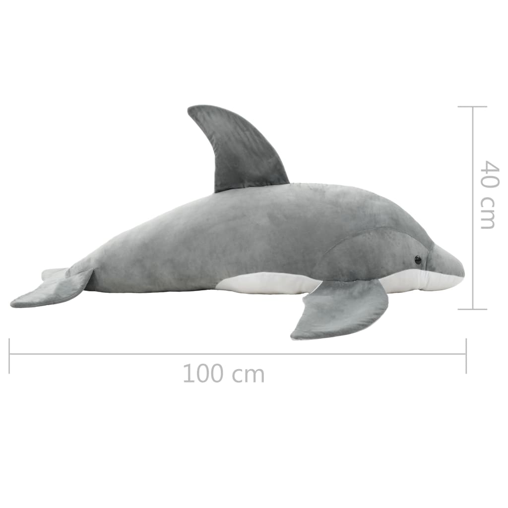 Minkštas žaislinis delfinas, pilkas, pliušinis