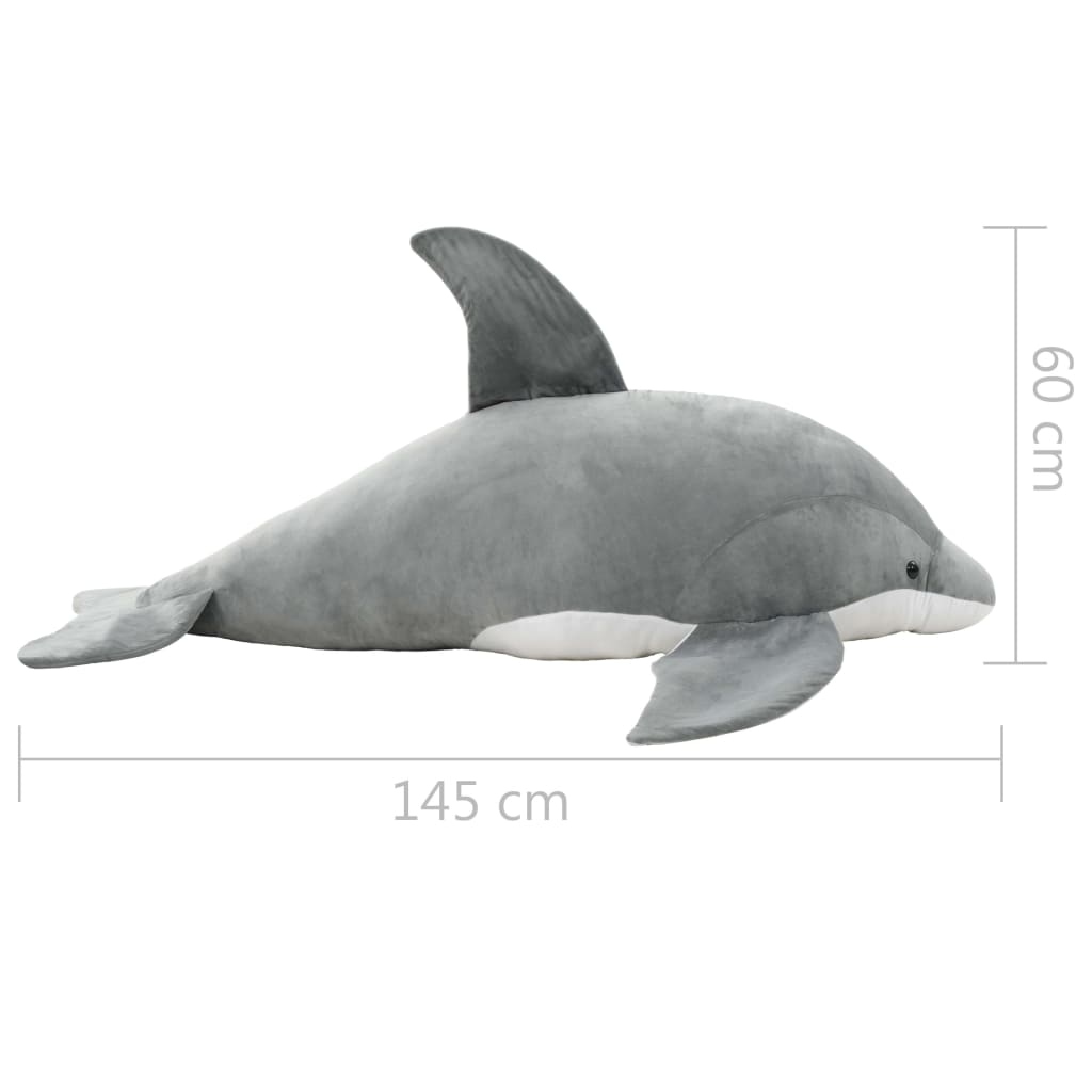 Minkštas žaislinis delfinas, pilkas, pliušinis