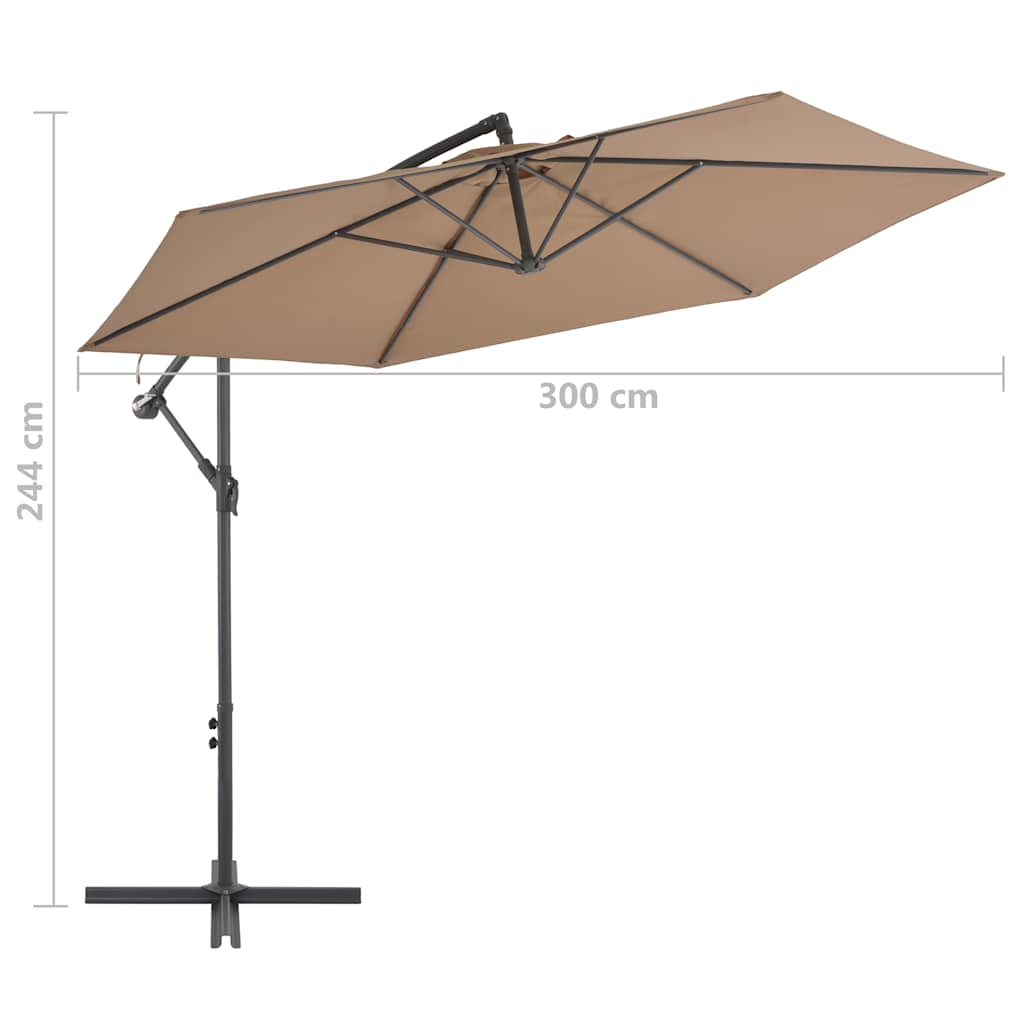 Gembinis sodo skėtis su aliuminiu stulpu, taupe, 300cm