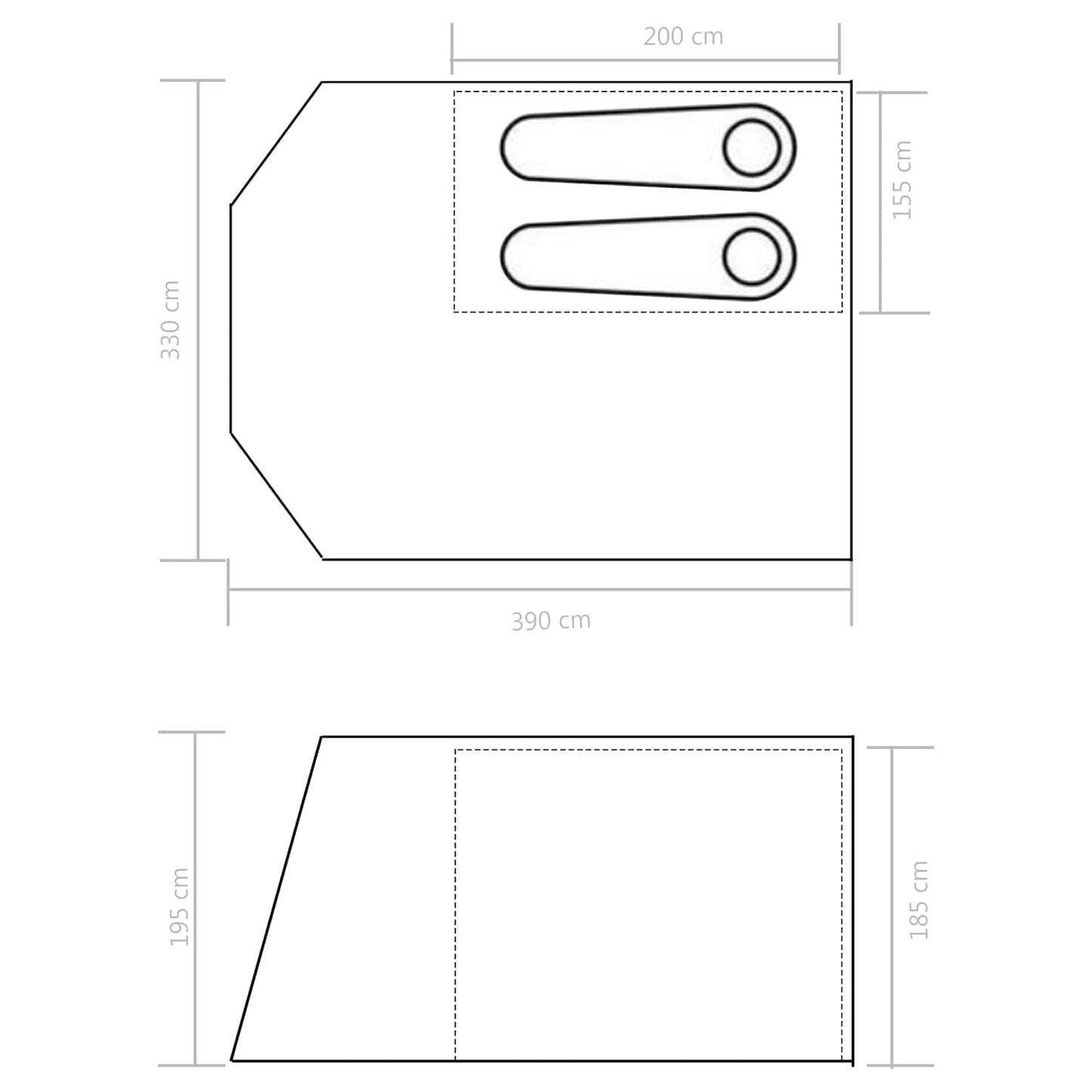 Automobilių palapinė su stogu Jūrinė mėlyna 390 x 330 x 195 cm