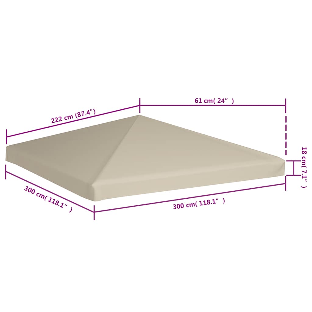 Viršutinis pavėsinės uždangalas, kreminis, 310g/m², 3x3m