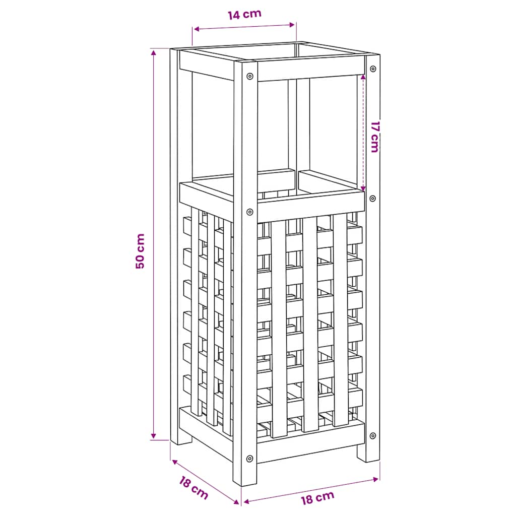 Stovas skėčiams, 18x18x50 cm, riešutmedžio medienos masyvas