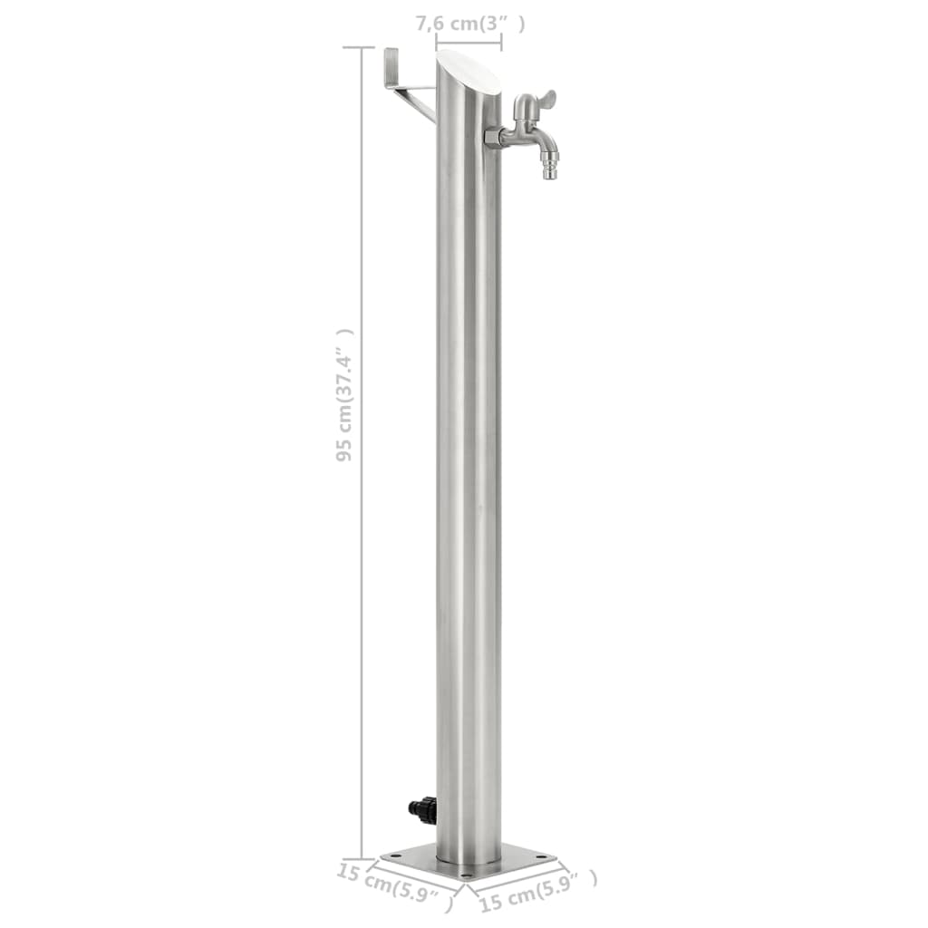 Vandens kolonėlė sodui, 95cm, nerūdijantis plienas, apvali