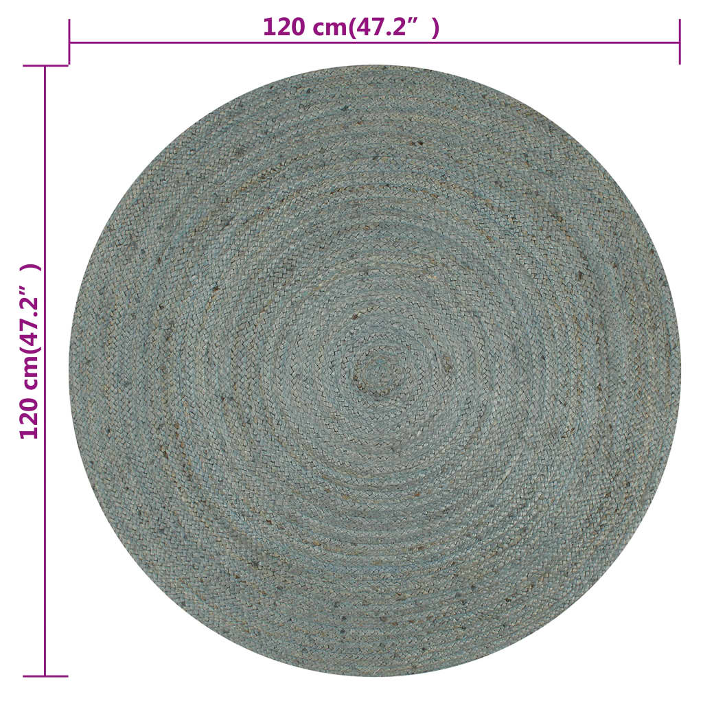 Kilimas, alyv. žal. sp., 120cm, džiutas, apval., rankų darbo