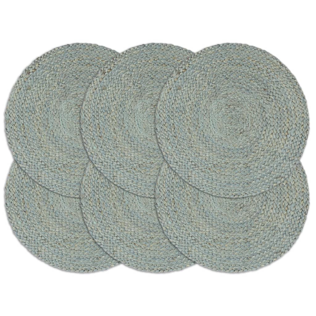 Stalo kilimėliai, 6 vnt., žali, 38cm, džiutas, apvalūs