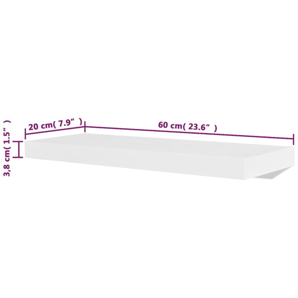 Sieninės lentynos, 4vnt., baltos, 60 cm
