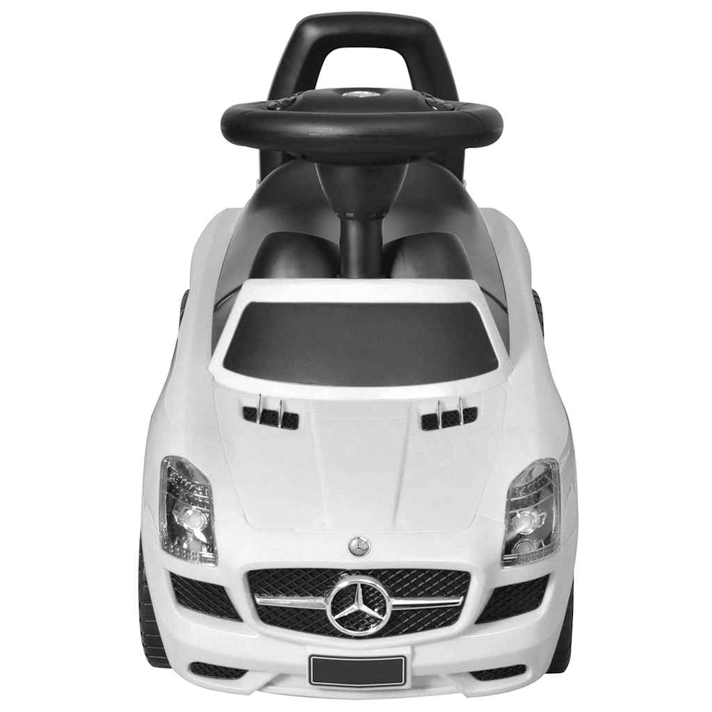 Kojomis varomas vaikiškas automobilis, baltos spalvos