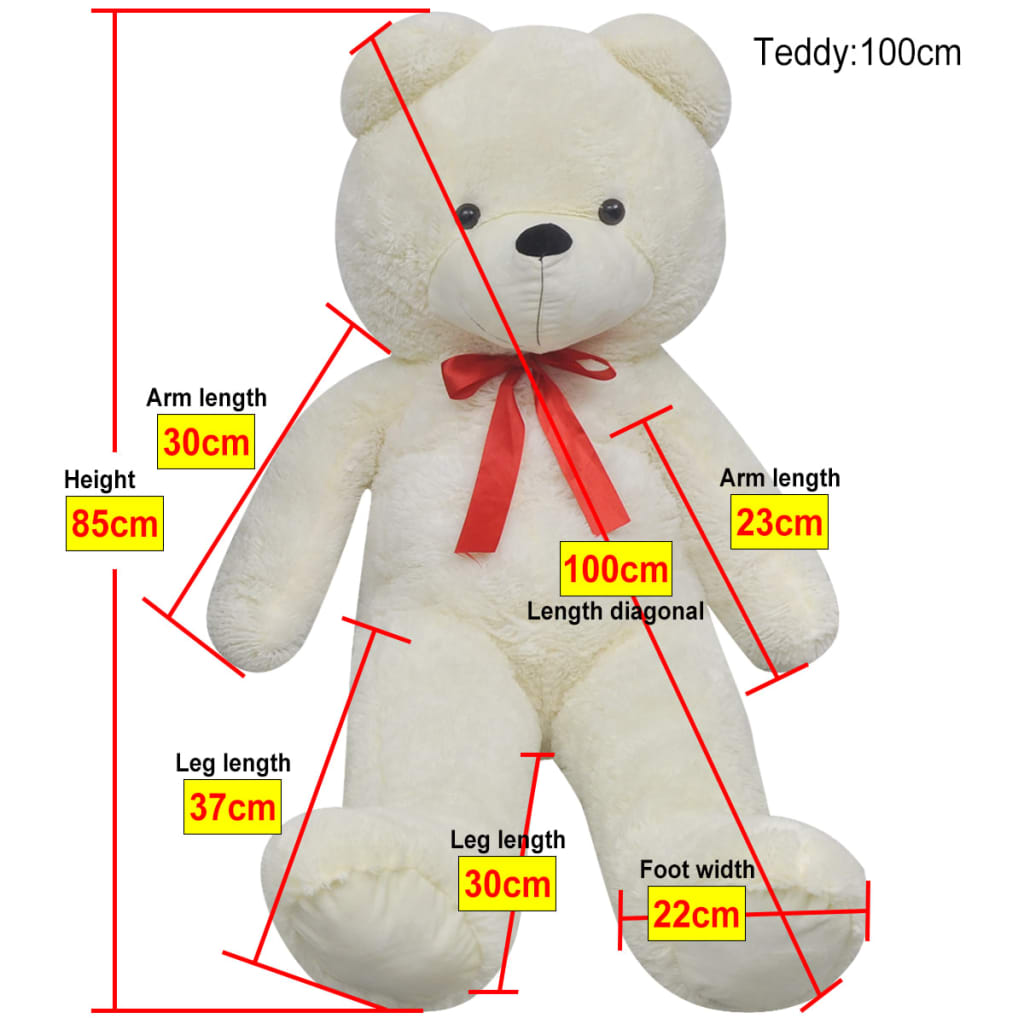 XXL Minkštas pliušinis žaislas meškiukas, baltas, 85cm
