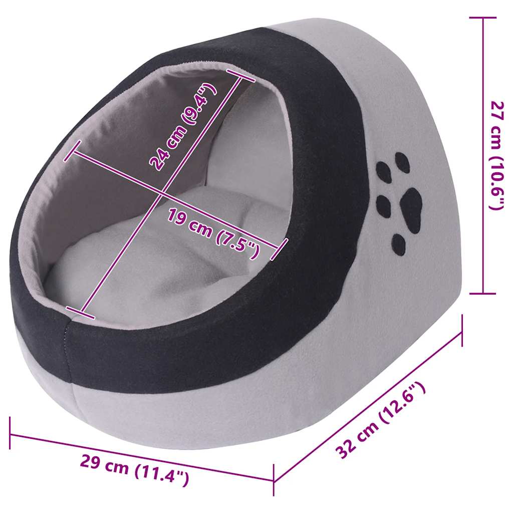 Katės guolis, pilkas ir juodas, M