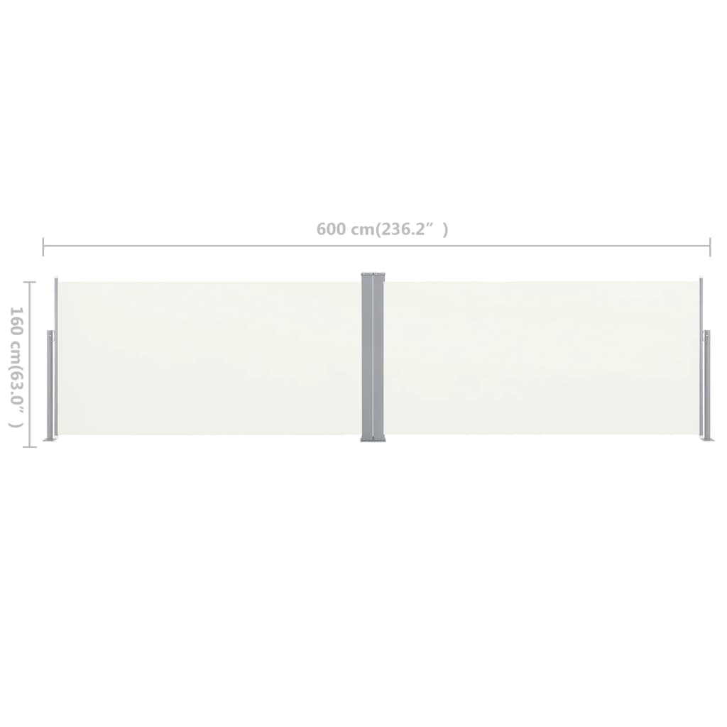 Suskleidžiama Šoninė Pertvara, 160 x 600 cm, Kreminės Spalvos