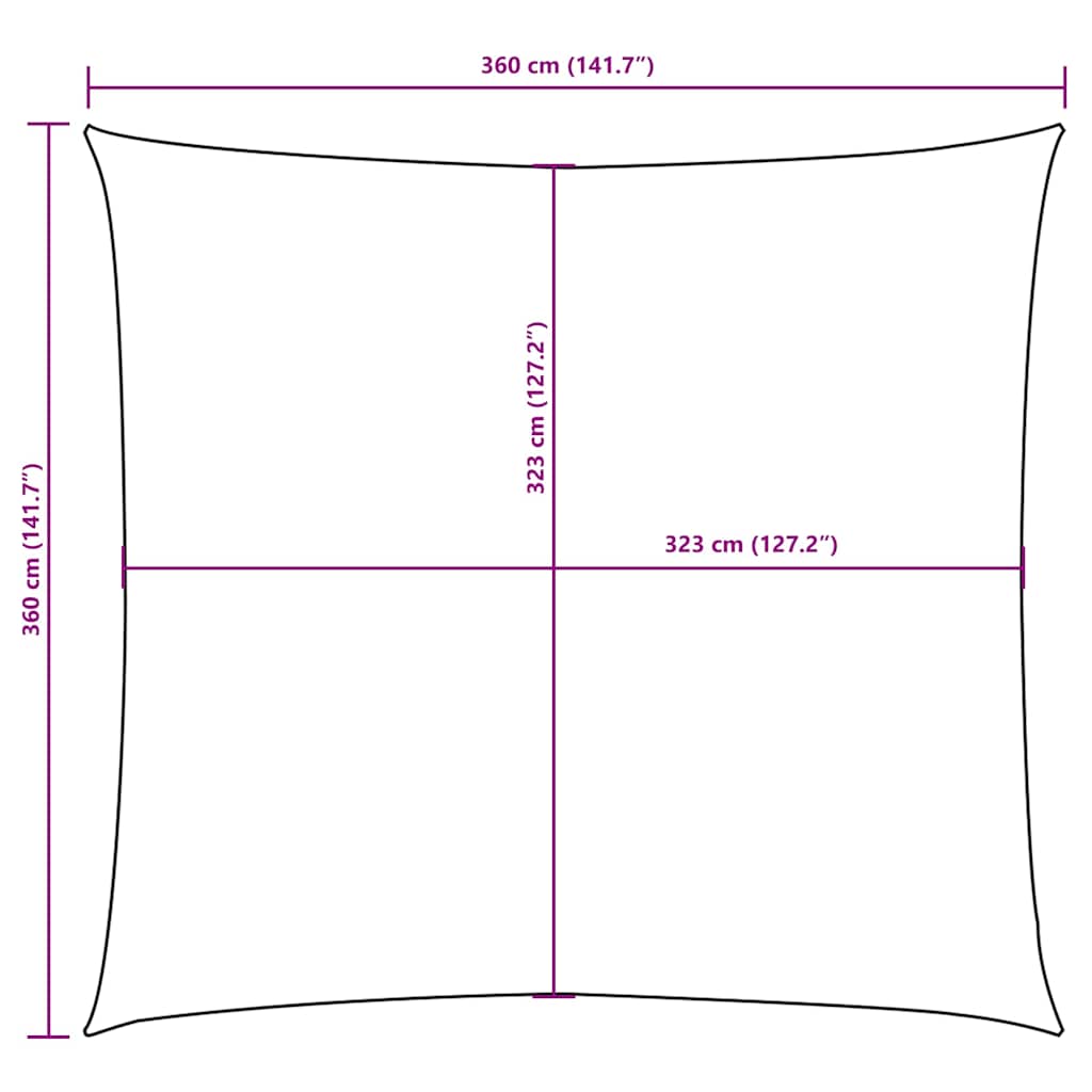 Tentas nuo saulės, oksfordo aud., kvadratas, 3,6x3,6m, kreminė