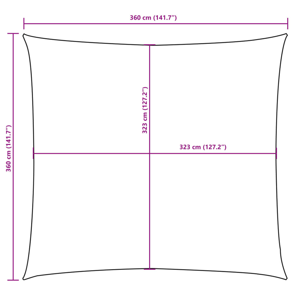 Tentas nuo saulės, oksfordo aud., kvadratas, 3,6x3,6m, antrac.