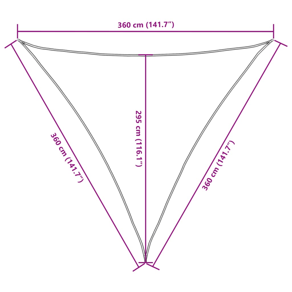Tentas nuo saulės, oksf. aud., trikampis, 3,6x3,6x3,6m, antrac.