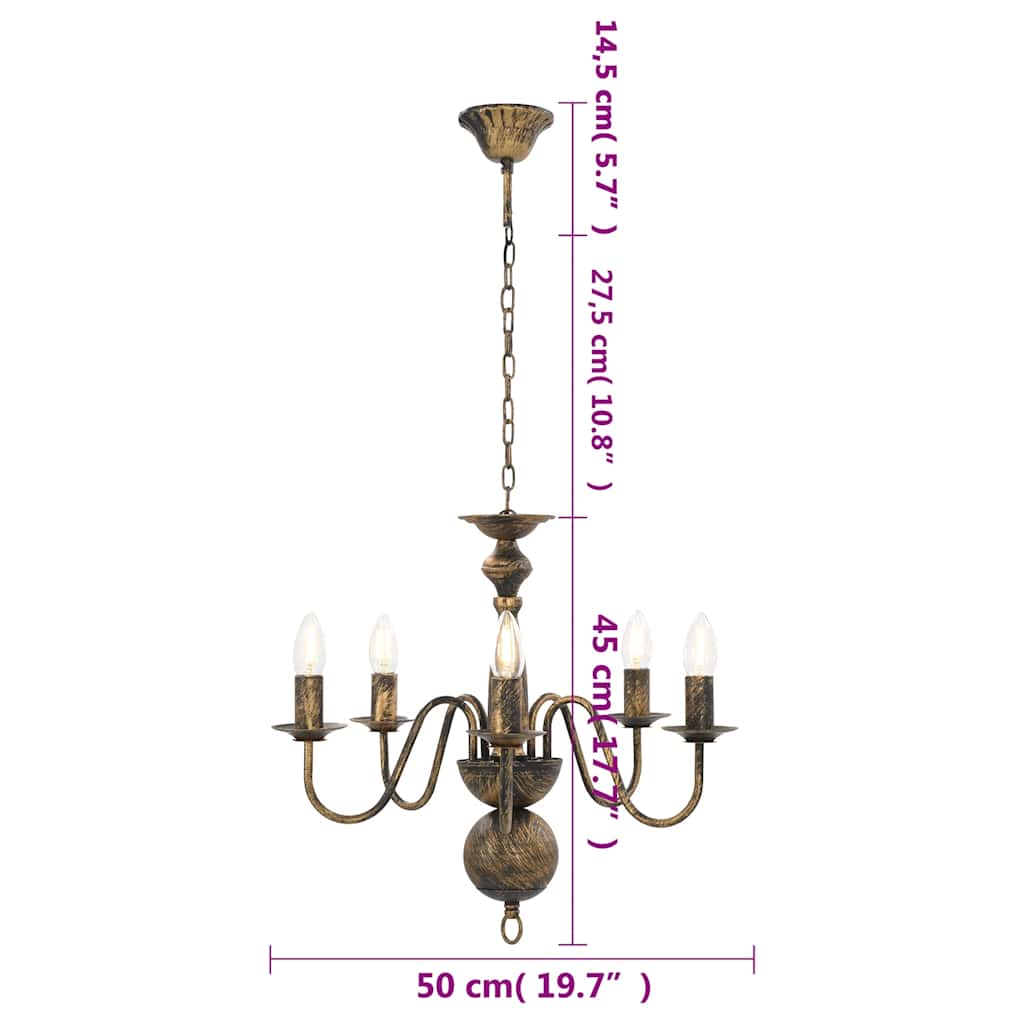 Sietynas, juodos spalvos, 5 x E14 lemputės, senovinio stiliaus