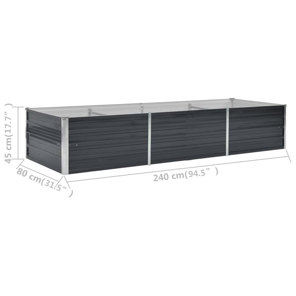 Sodo lovelis, antracito, 240x80x45cm, plienas, aukštas