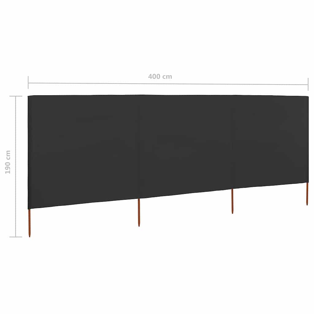 Uždanga nuo vėjo, antracito, 400x160cm, audinys, 3 plokštės