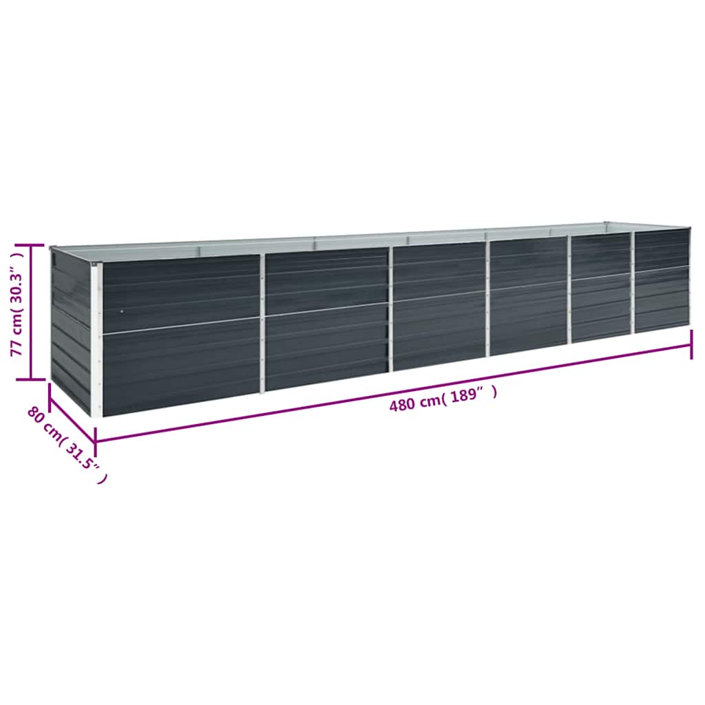 Aukštas lovelis, antracito, 480x80x77cm, galvanizuotas plienas