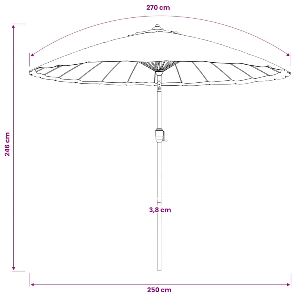 Lauko skėtis nuo saulės su aliuminio stulpu, terakota, 250cm