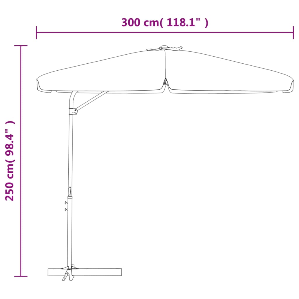Sodo skėtis nuo saulės su plieniniu stulpu, raudonas, 300cm