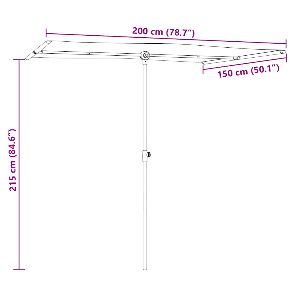 Sodo skėtis nuo saulės su aliuminio stulpu, raudonas, 2x1,5m