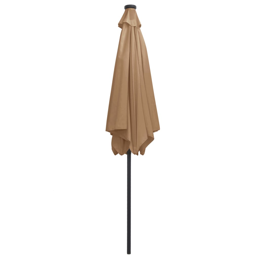 Sodo skėtis su LED ir aliuminio stulpu, taupe, 300cm