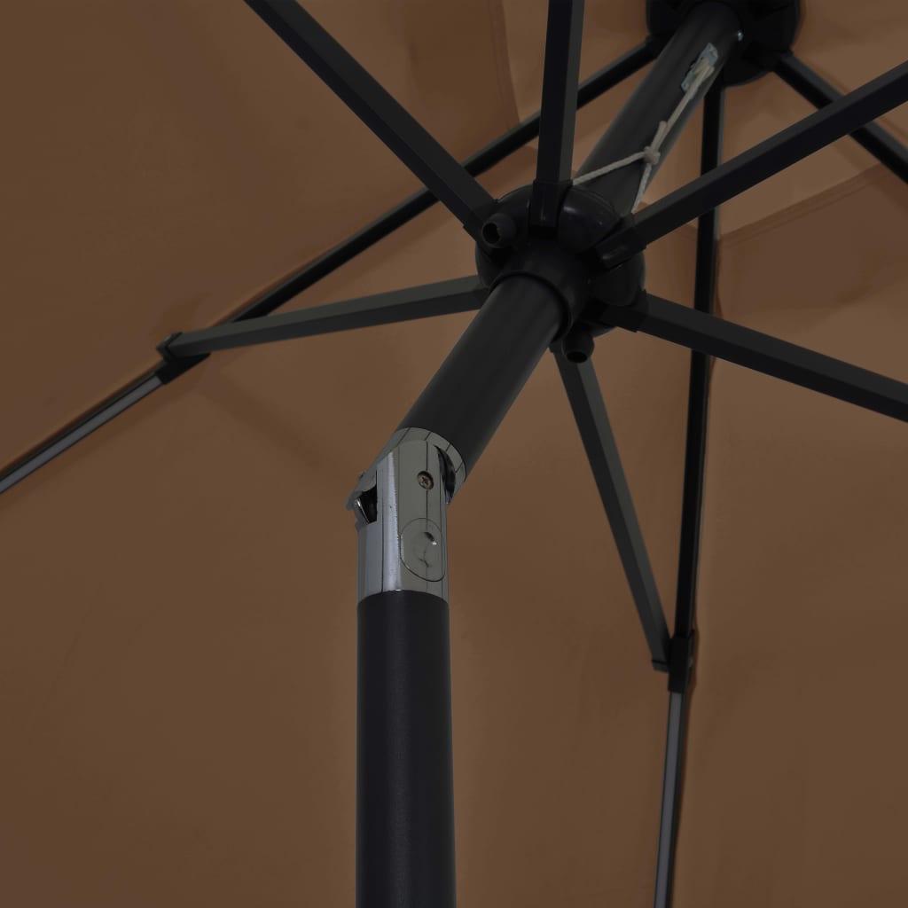 Sodo skėtis su LED ir aliuminio stulpu, taupe, 300cm