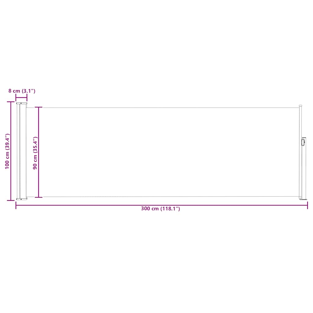 Ištraukiama šoninė kiemo pertvara, kreminės spalvos, 100x300cm