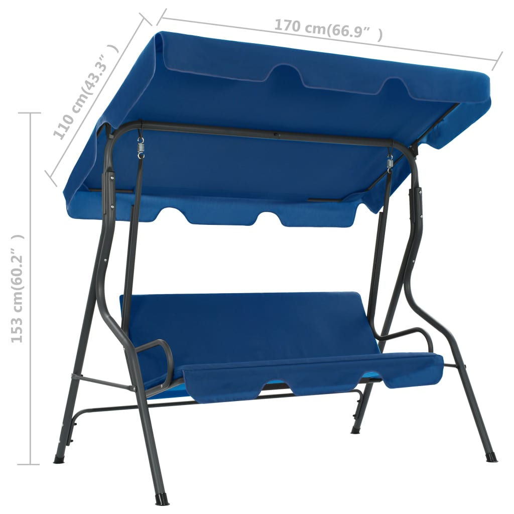 Sodo sūpynės-suoliukas, tamsiai mėlynos, 170x110x153cm, audinys