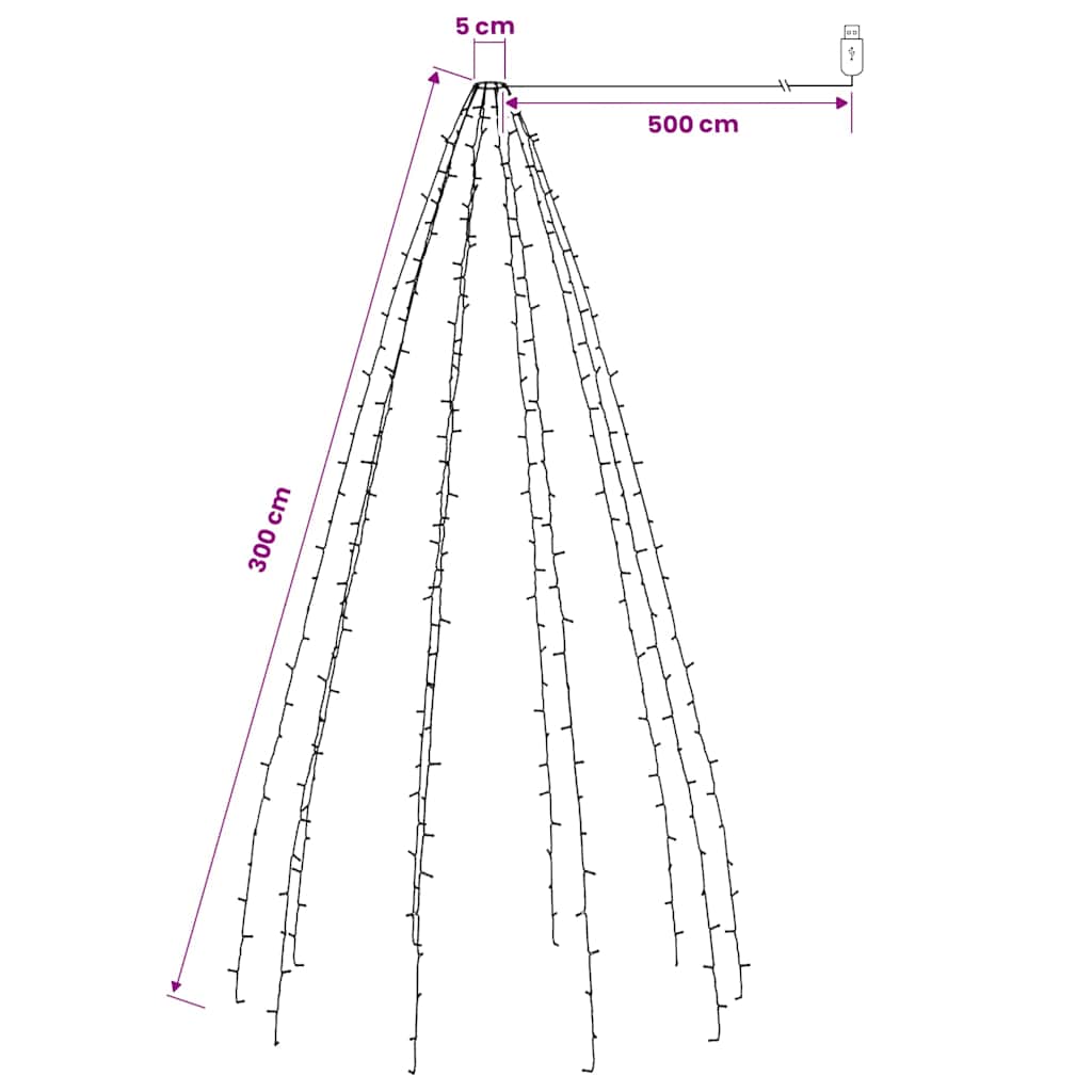 Kalėdinė girlianda eglutei-tinklas su 300 LED lempučių, 300cm