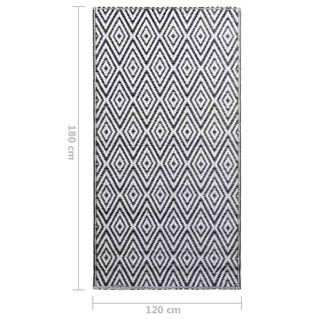 Lauko kilimas, ARAKIL baltos ir juodos spalvos, 120x180cm, PP