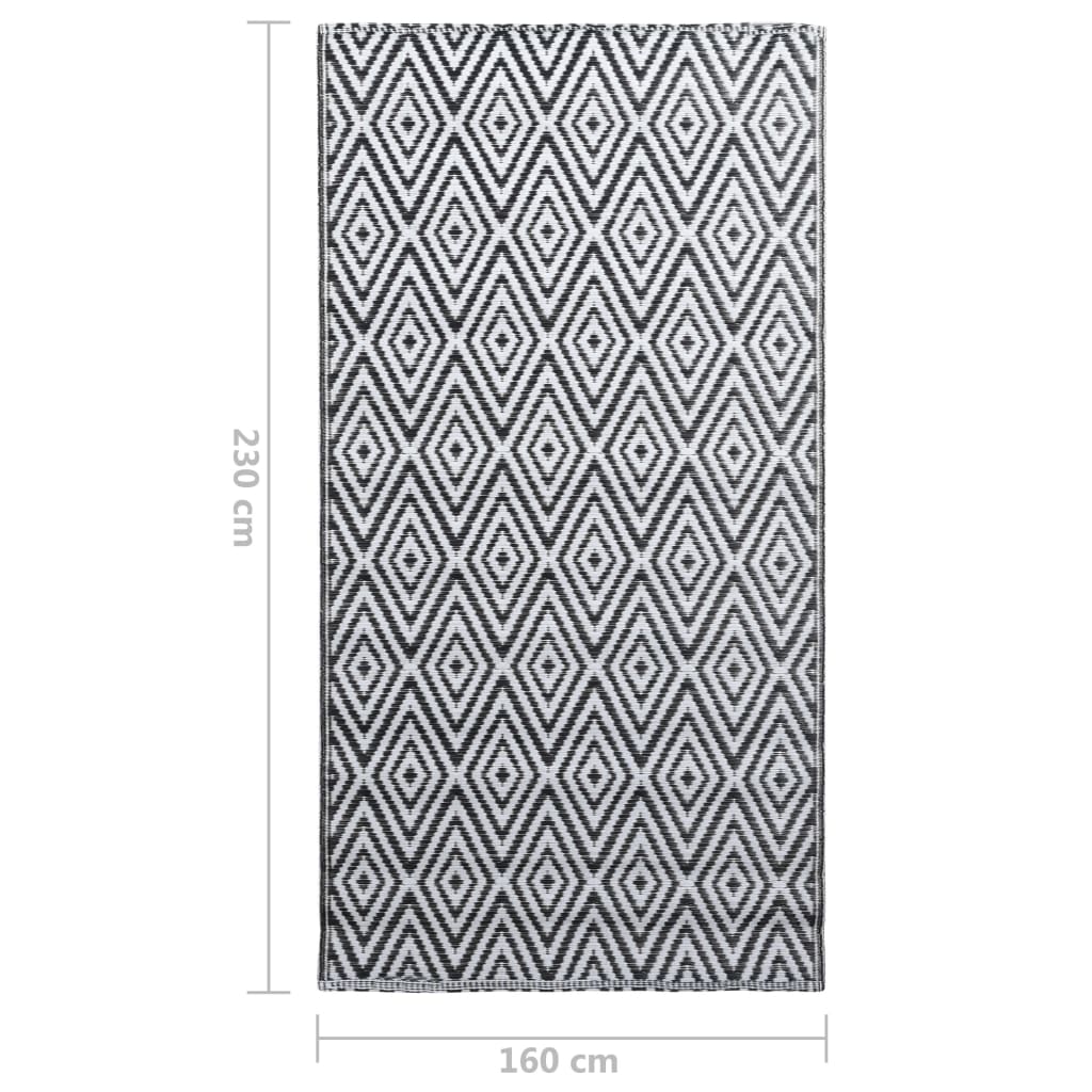 Lauko kilimas, ARAKIL baltos ir juodos spalvos, 160x230cm, PP
