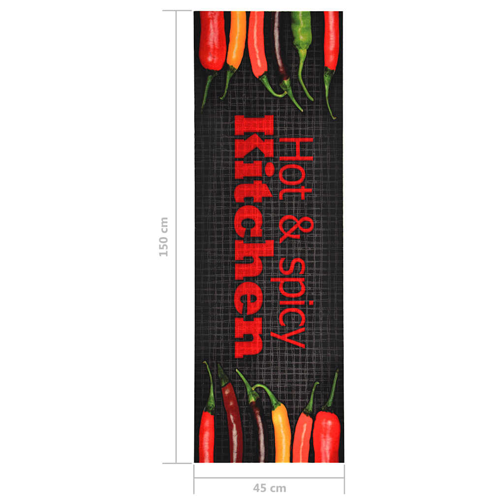Virtuvės kilimėlis, 45x150cm, plaunamas, su užrašu Hot & Spicy