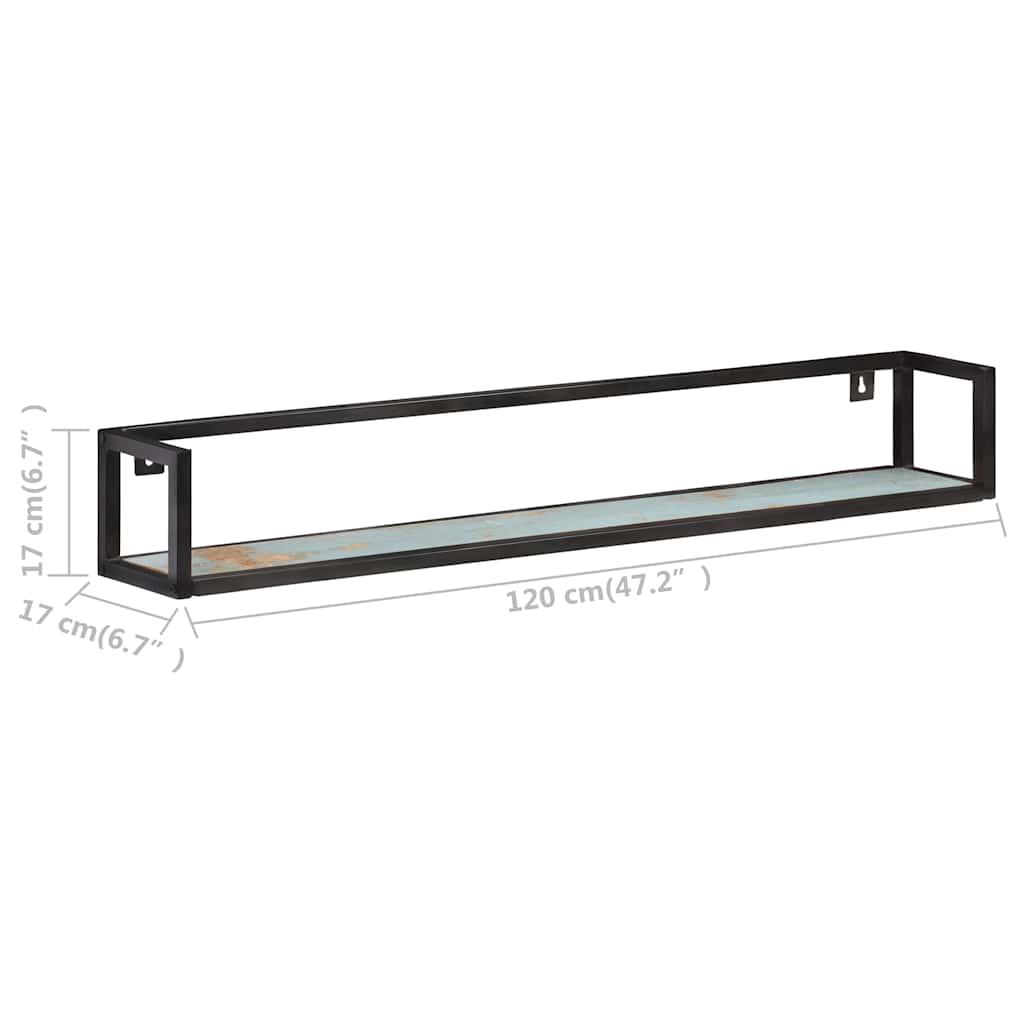 Sieninės lentynos, 2vnt., 120cm, perdirbtos medienos masyvas