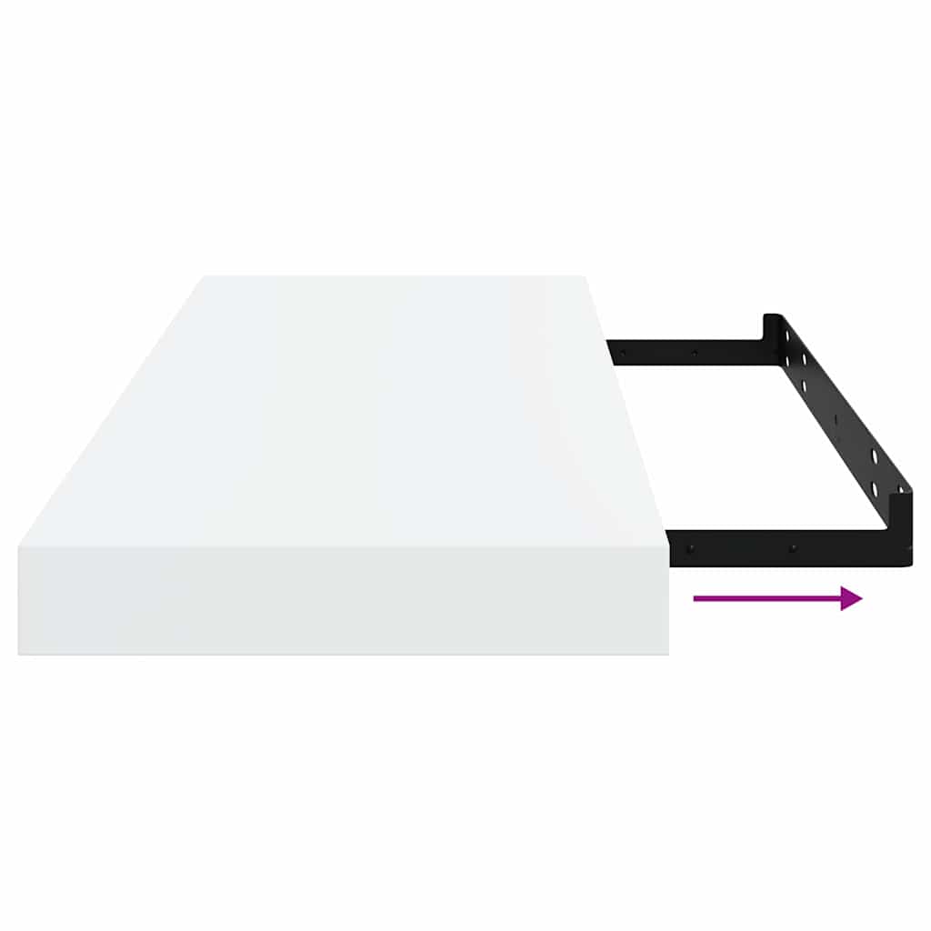 Pakabinamos lentynos, 2vnt., baltos, 60x23,5x3,8cm, MDF