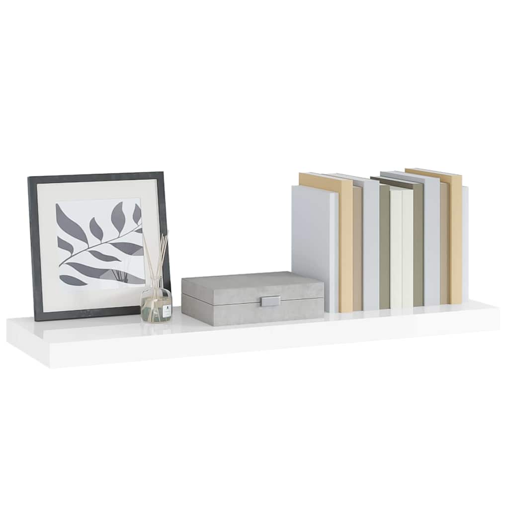 Pakabinama sieninė lentyna, balta, 90x23,5x3,8cm, MDF, blizgi