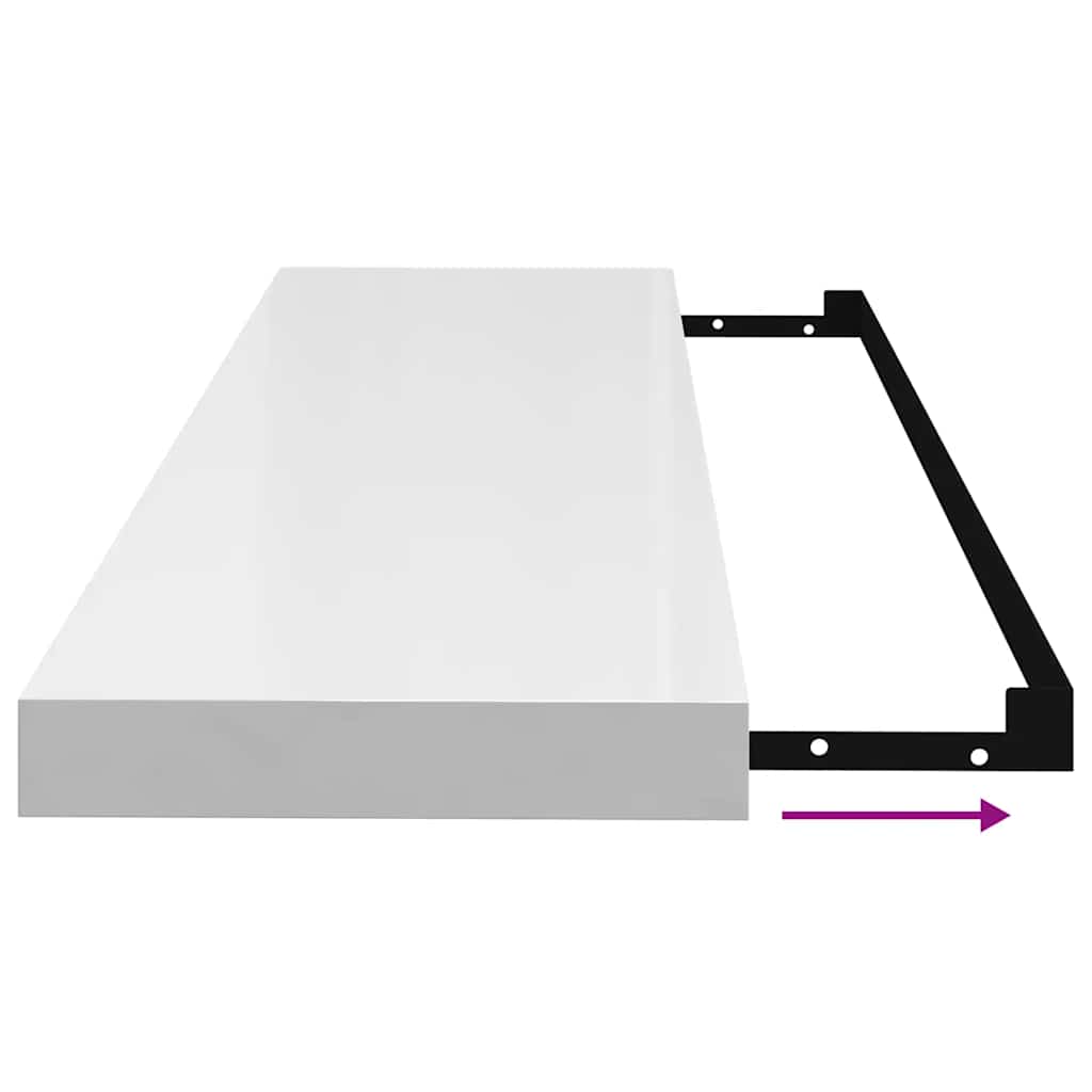 Pakabinamos lentynos, 4vnt., baltos, 90x23,5x3,8cm, MDF