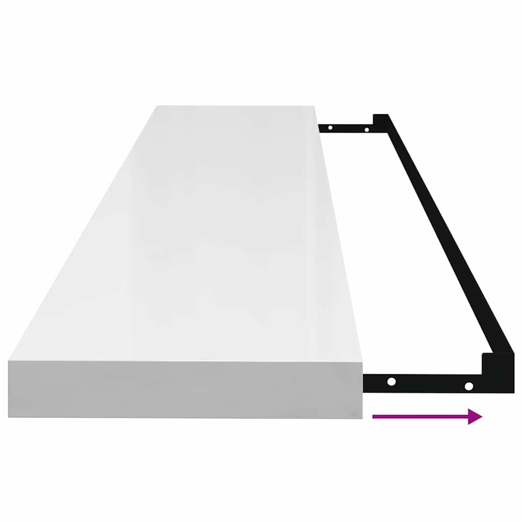 Pakabinamos lentynos, 2vnt., baltos, 120x23,5x3,8cm, MDF