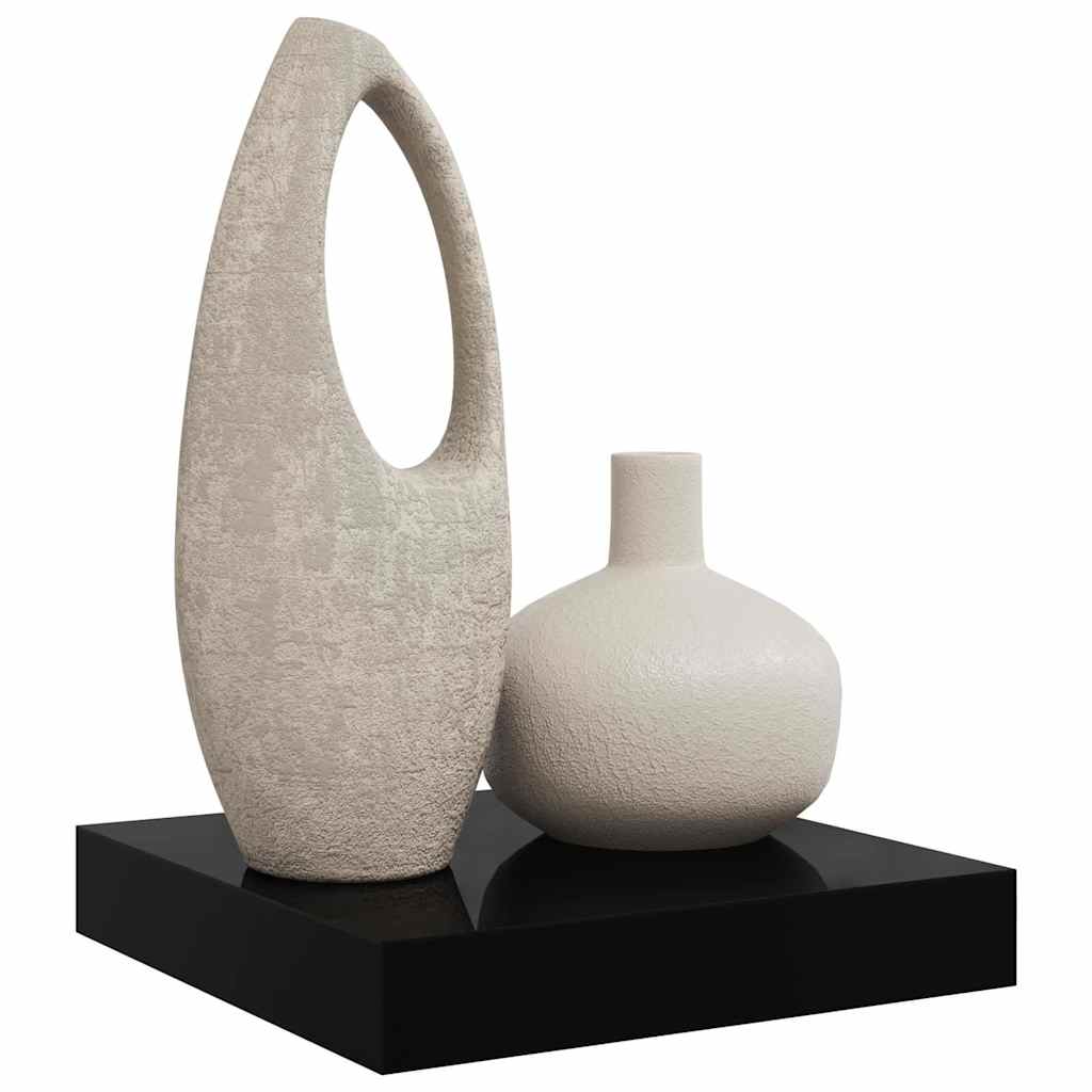 Pakabinama sieninė lentyna, juoda, 23x23,5x3,8cm, MDF, blizgi