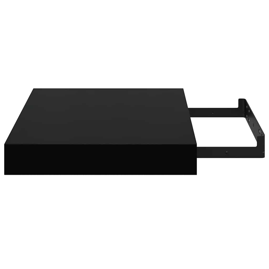 Pakabinamos lentynos, 4vnt., juodos, 23x23,5x3,8cm, MDF