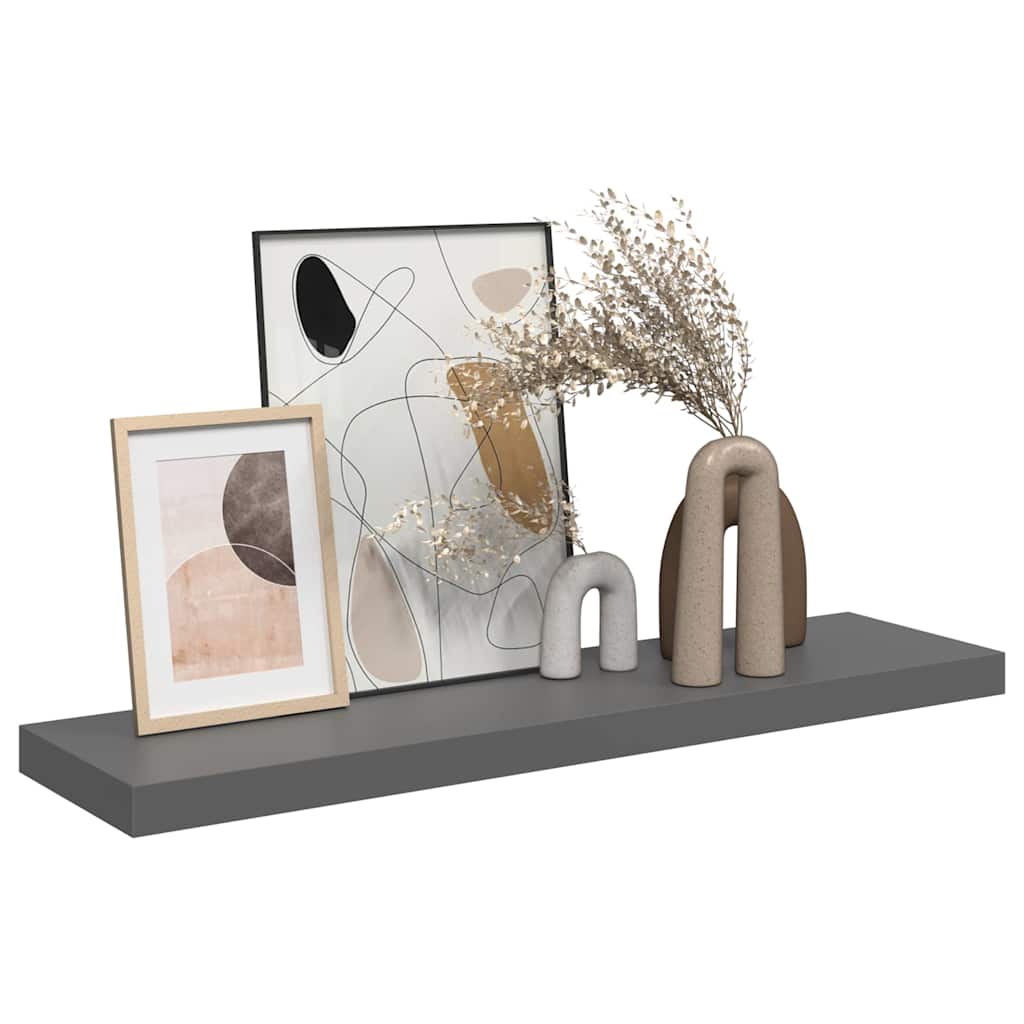 Pakabinama sieninė lentyna, pilka, 90x23,5x3,8cm, MDF, blizgi