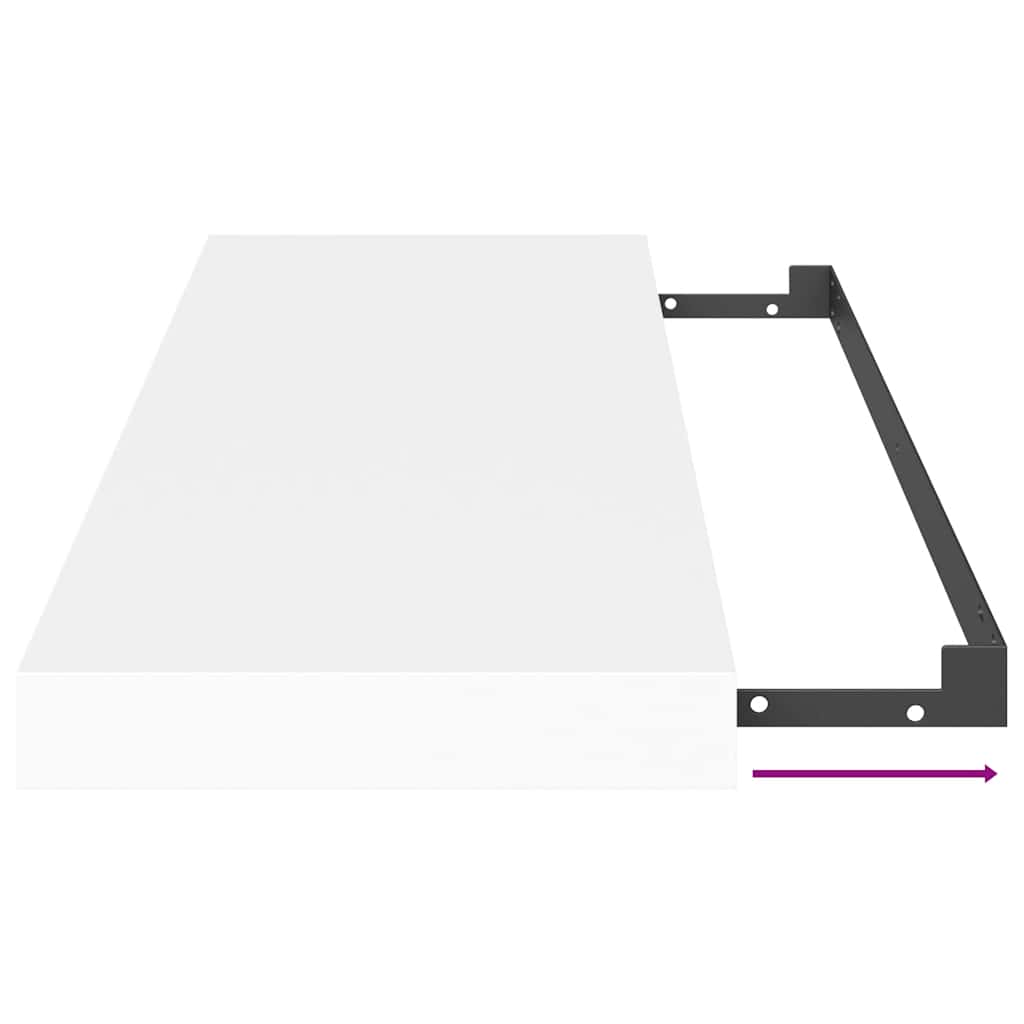 Pakabinamos lentynos, 2vnt., baltos, 80x23,5x3,8cm, MDF