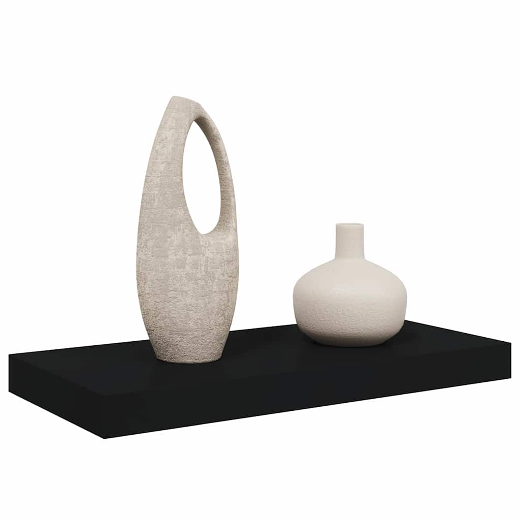 Pakabinama sieninė lentyna, juodos spalvos, 50x23x3,8cm, MDF