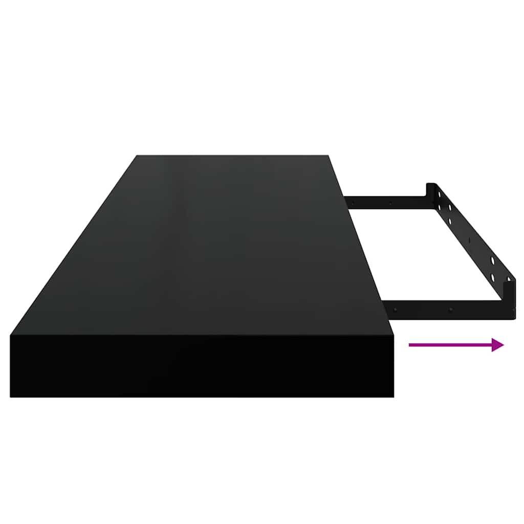 Pakabinamos lentynos, 2vnt., juodos, 80x23,5x3,8cm, MDF